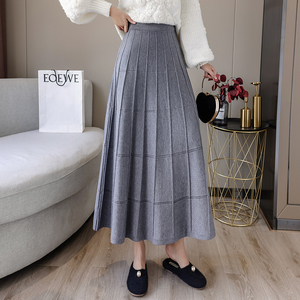 超长半身裙女秋冬到脚踝针织加长款a字高个子中长裙子冬季大摆裙
