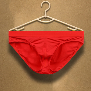 红内裤男本命年三角裤结婚红色个性潮流冰丝裤头低腰紧身性感短裤