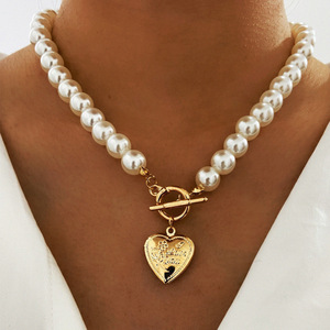 heart Pearl necklace women 珍珠项链女式爱心吊坠项链套装