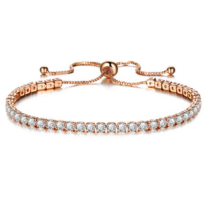 BJ71051 Crystal Bracelet镶嵌水晶推拉手链女士金色满钻单排手饰