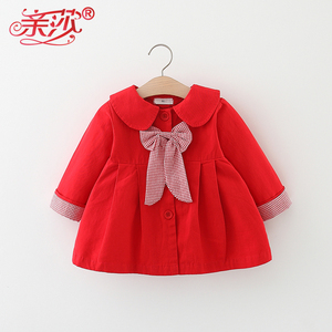 秋季女童时尚外套小童洋气上衣婴幼童棉质长袖小童洋气韩版风衣