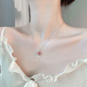 s925银草莓晶星星项链简约个性设计感森系月光石学生锁骨链韩版女