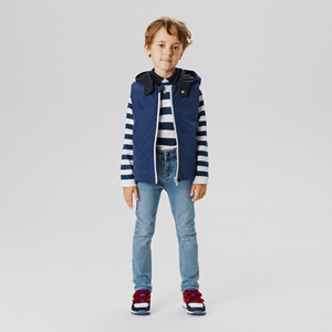 法国代购jacadi亚卡迪童装秋装时尚双面穿铺棉保暖连帽马甲男大童