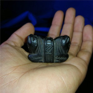 g26 煤精石雕刻双马兽吊坠 玉石玉雕工艺品 古风 草原辽金风格