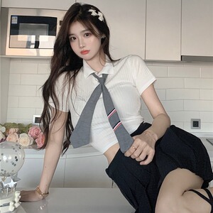 网红抖音同款直播衣服女主播服装jk学院风套装夏女团风百褶超短裙