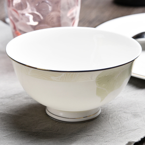 饭碗骨瓷透光家用米饭碗高脚防烫陶瓷碗中式简约个性餐具套装 3个