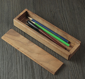 钢笔盒黑胡桃木笔盒桌面文具收纳盒便携手工制作实木简约铅笔盒