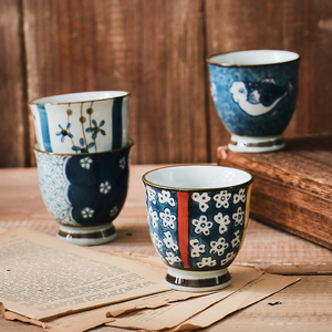 围炉煮茶陶瓷茶杯喝茶小杯子日式和风青花功夫茶具釉下彩主人杯