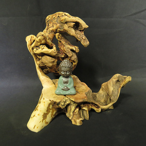 天然风化枯木禅意底座中式家居艺术根雕玄关摆件空心朽木创意装饰