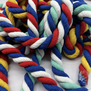 幼儿园拔河绳23mm粗软绳子室内舞台创意装饰绳三股三色彩色棉绳