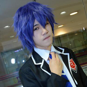 乐言 约会大作战 五河士道 蓝紫混色反翘短发 高温丝cos动漫假发