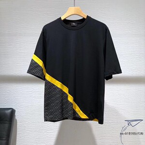 芬迪短袖新款双f老花刺绣拼接圆领t恤男女时尚半袖潮流上衣熙熙精品