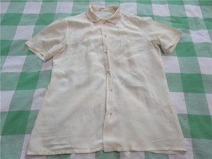 老衬衫衣服收藏七八十年代女装上海乳白色花真丝衬衫道具服装3319
