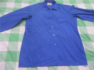 七八十年代男装老衬衫衣服收藏上海鱼龙牌深蓝衬衫道具服装3628