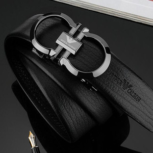 阿玛尼皮带男士真皮高档大牌奢侈品牌腰带纯牛皮百搭裤带送礼盒装