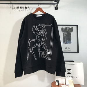 givenchy/纪梵希 男女春秋休闲上衣小鹿线条图案印花套头圆领卫衣