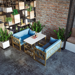 新款布艺岩板甜品奶茶店沙发咖啡厅休闲酒吧卡座网红阳台桌椅组合