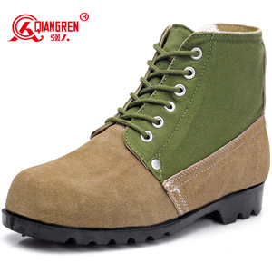 强人3515正品棉靴男反绒皮羊毛保暖棉鞋冬季真皮户外劳保短筒靴子