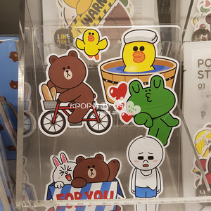 韩国连我line friends布朗可妮兔莎莉鸭卡通贴纸防水装饰贴