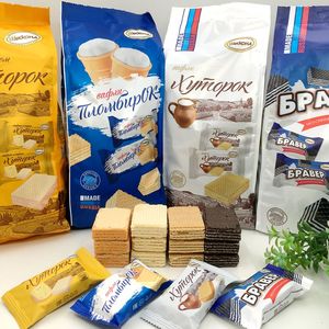 俄罗斯威化饼干进口阿孔特牌小农庄牛奶味冰淇淋奶酪酸奶威化饼干