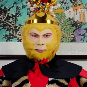 孙悟空面具全脸三分体粘绒毛头套下巴前脸后脑全套西游表演道具