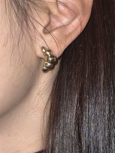 现货自制韩国fillette 银色金色 可颂面包耳钉牛角耳饰耳钉
