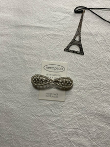 韩国Beaumira顶夹边夹复古珍珠银丝弹簧发卡