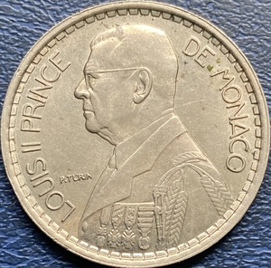 摩纳哥 1947年20法郎硬币 路易斯二世头像