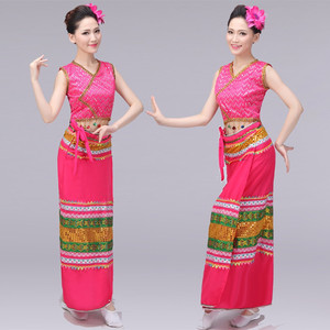 傣族服装葫芦丝传统泼水节民族风孔雀舞鱼尾裙舞蹈演出现代舞台装
