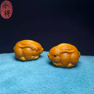 【小将核雕】橄榄核雕刻 卡通 生肖 小兔子 挂件(一图一物)