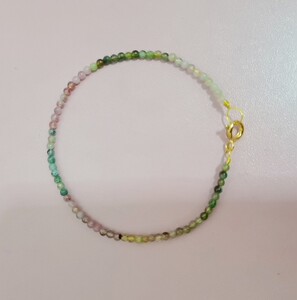 天然碧玺手链彩虹碧玺手串饰品极细2mm小滴溜挂件手链手围约17cm