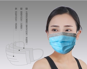 圣泉口罩一次性熔喷布三层静电吸附透气防尘防雾霾 石墨烯