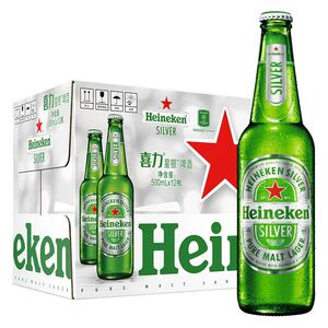 喜力啤酒星银瓶装500ml*12瓶heineken装玻璃瓶小麦精酿啤酒