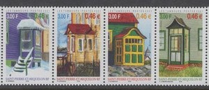圣皮埃尔和密克隆邮票2001：民居建筑--门廊 4全连