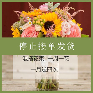 鲜花包月一周一花插花一月送4次办公室家庭订花每周一花上海包邮