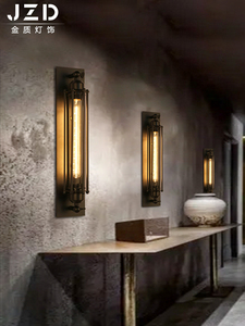 Loft复古工业风壁灯酒吧咖啡厅美式创意个性过道银色铁艺吸顶墙灯