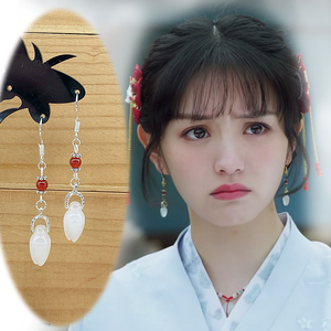 古风短款耳饰s925银钩姻缘大人请留步同款耳环上官雅古装汉服耳夹