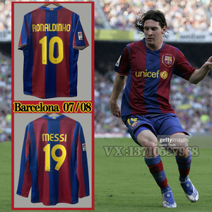 哈利路亚98535淘宝巴萨主场球衣复古0708赛季巴塞罗那足球服梅西10