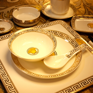 欧式餐具菜盘创意酒店餐厅用品陶瓷平盘餐盘饭碗骨瓷套装菜盘碟子