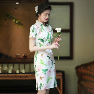 朵拉芭娜真丝旗袍夏季2024年新款女优雅复古中国风日常改良短款