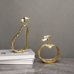 新中式创意金苹果摆件样板房家居卧室书房客厅电视柜桌面玄关装饰