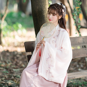 魏晋风改良汉服女春古装服装仙女清新淡雅交领襦裙广袖流仙裙套装