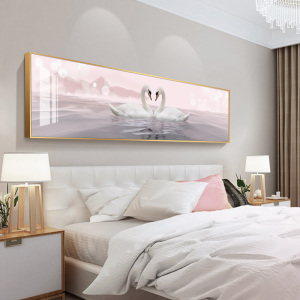相濡以沫温馨卧室装饰画婚房床头夫妻房挂画现代轻奢风景壁画天鹅