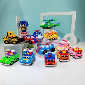 颗粒积木珀利警车塑料汽车模型拼装学生儿童男孩女孩益智玩具礼物
