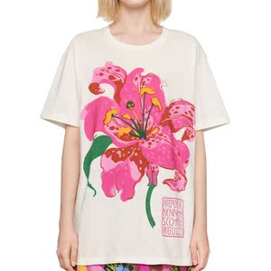 【deluxe】gucci古奇 22ss 女士花卉印花圆领短袖棉质t恤 615044x