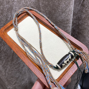 可横穿项链绳天珠转运珠锁骨链配饰纯手工编织手搓棉吊坠挂件挂绳