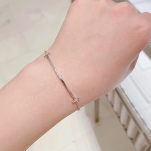 蒂芙尼 tiffany 微笑手链 18k白金 带钻 笑脸女士手饰 气质百搭