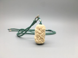 天然猛犸象牙吊坠 冰料手工深雕龙柱挂件项链把玩件文玩收藏送礼