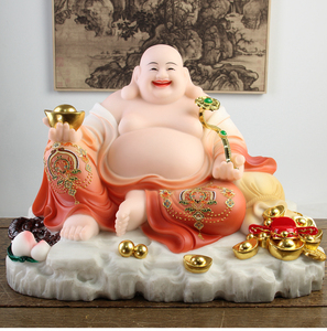 汉白玉笑佛像大肚弥勒佛像供奉家用家用大码招财店面客厅镇宅摆件
