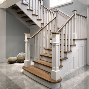 成都实木楼梯定制家用楼梯定做现代简约风格整体环保别墅扶手踏步